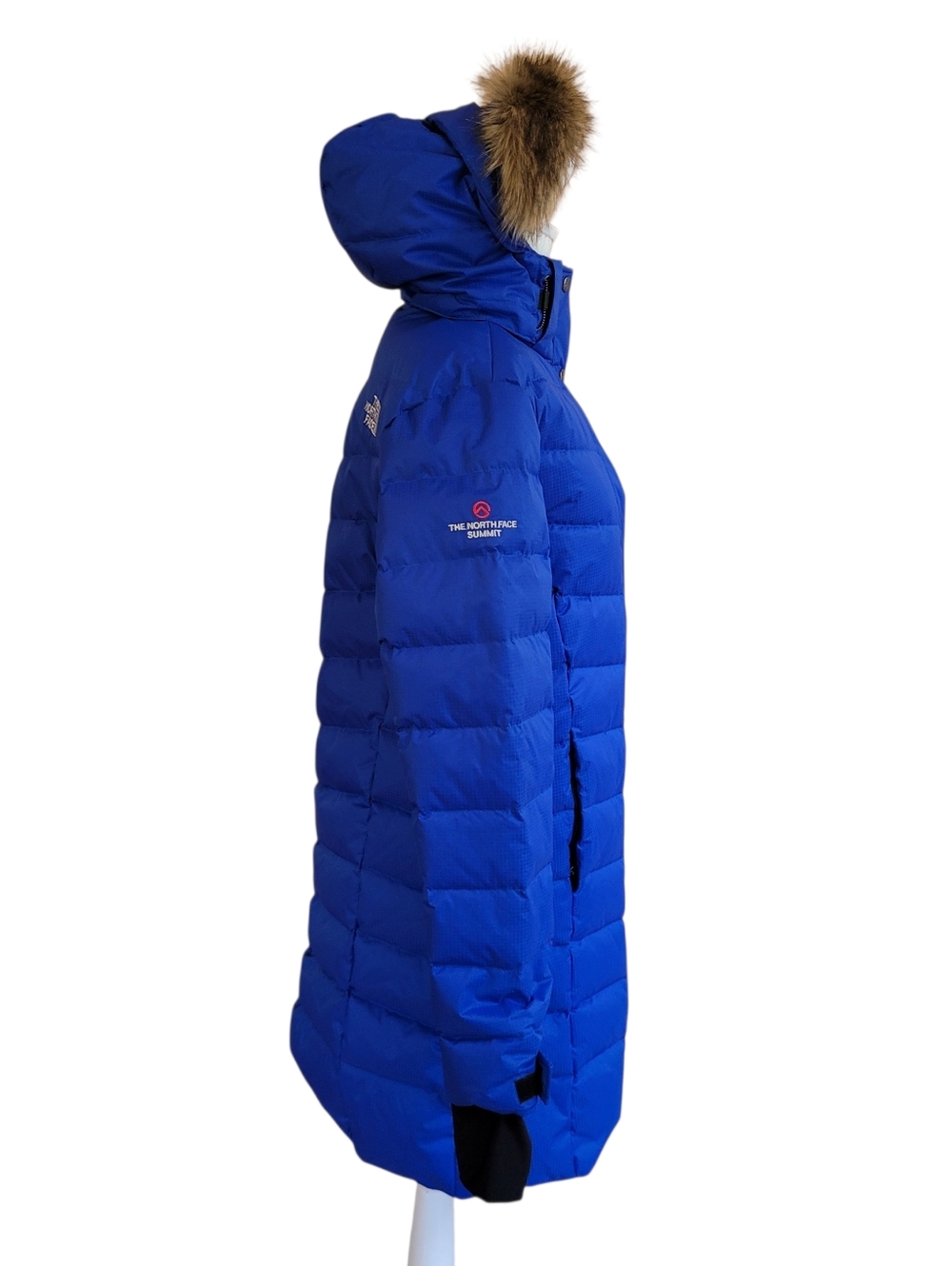 The North Face Women’s 900 Fill Cobalt Blue Down Puffer Parka Faux Fur Hood Coat - Picture 3 of 10